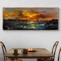 Gün Son Işığında Deniz Yağlı Boya Tablosu