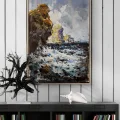 Kayalara Vuran Öfke Yağlı Boya Tablosu
