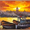 Silent Boats on the Bosphorus Oil Painting