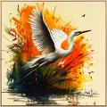 Crane in the Sky Oil Painting