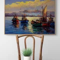 İstanbul Boğazı Akşam Yağlı Boya Tablosu