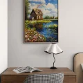 Göl Evinde Bahar Yağlı Boya Tablosu