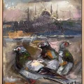 Güvercinlerin Boğazda Şarkısı Yağlı Boya Tablosu