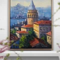 Galata Kulesinde Işık Yağlı Boya Tablosu