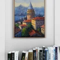 Galata Kulesinde Işık Yağlı Boya Tablosu