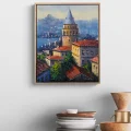 Galata Kulesinde Işık Yağlı Boya Tablosu