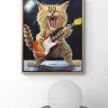 Rock Star Kedi Yağlı Boya Tablosu