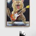 Rock Star Kedi Yağlı Boya Tablosu