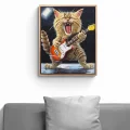 Rock Star Kedi Yağlı Boya Tablosu