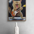Rock Star Kedi Yağlı Boya Tablosu