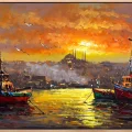 Gün Batarken İstanbul Yağlı Boya Tablosu