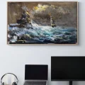 Denizde Sessiz Dalgalar Yağlı Boya Tablosu