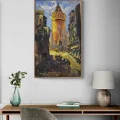 Streets in the Shadow of the Tower Oil Painting