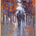 Güz Zamanın Yürüyüş Yağlı Boya Tablosu