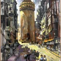 Sessiz Galata Sokakları Yağlı Boya Tablosu