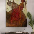 Kırmızı Gücün Dansı Yağlı Boya Tablosu
