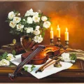 Roses by Candlelight Oil Painting