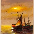 Boats of Old Istanbul Oil Painting