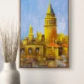 Galata Kulesi İzinde Yağlı Boya Tablosu