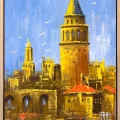 Galata Kulesi İzinde Yağlı Boya Tablosu