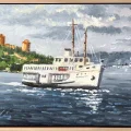 Eski İstanbul Vapurunda Yağlı Boya Tablosu