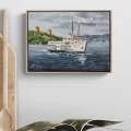 Eski İstanbul Vapurunda Yağlı Boya Tablosu