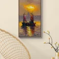 Boats on the Crimson Horizon Oil Painting