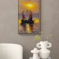 Boats on the Crimson Horizon Oil Painting