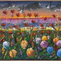 Hydrangeas Dancing with Poppies Oil Painting