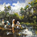 By the Riverbank Oil Painting