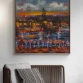 Galata Tower and Music Oil Painting