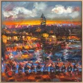 Galata Tower and Music Oil Painting