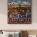 Galata Tower and Music Oil Painting