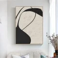 Minimalist Bej ve Siyah Soyut Siparişe Özel Soyut Yağlı Boya Tablo