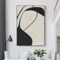 Minimalist Bej ve Siyah Soyut Siparişe Özel Soyut Yağlı Boya Tablo