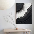 Siyah Beyaz Dalgalar Siparişe Özel Soyut Yağlı Boya Tablo