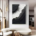 Siyah Beyaz Dalgalar Siparişe Özel Soyut Yağlı Boya Tablo