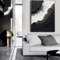 Siyah Beyaz Dalgalar Siparişe Özel Soyut Yağlı Boya Tablo