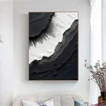Siyah Beyaz Dalgalar Siparişe Özel Soyut Yağlı Boya Tablo
