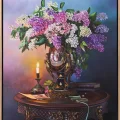 Colorful Lilacs on the Coffee Table Custom Order Oil Painting