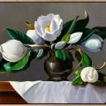 Magnolias in a Vase Custom Order Oil Painting