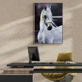 Beyaz Atın İfadesi Siparişe Özel Yağlı Boya Tablo