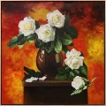 Delicate White Roses Custom Oil Painting