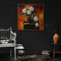Delicate White Roses Custom Oil Painting