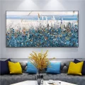 Blue White Flowers Custom Order Abstract Oil Painting