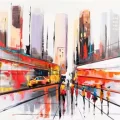 City Street People Custom Order Abstract Oil Painting