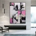 Pembe Siyah Siparişe Özel Soyut Yağlı Boya Tablo
