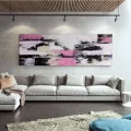 Pembe Siyah Siparişe Özel Soyut Yağlı Boya Tablo