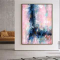 Pembe Nane ve Mavi Siparişe Özel Soyut Yağlı Boya Tablo