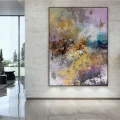 Pembe Mavi ve Sarı Siparişe Özel Soyut Yağlı Boya Tablo